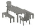 POLYWOOD Nautical Curveback Adirondack 5-Piece Parsons Dining Set with Benches in Slate Grey
