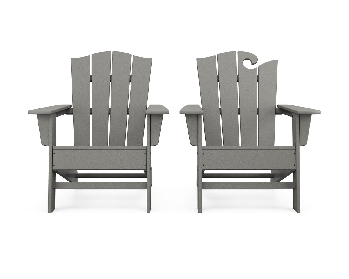 POLYWOOD Wave 2-Piece Adirondack Chair Set with The Crest Chair in Slate Grey