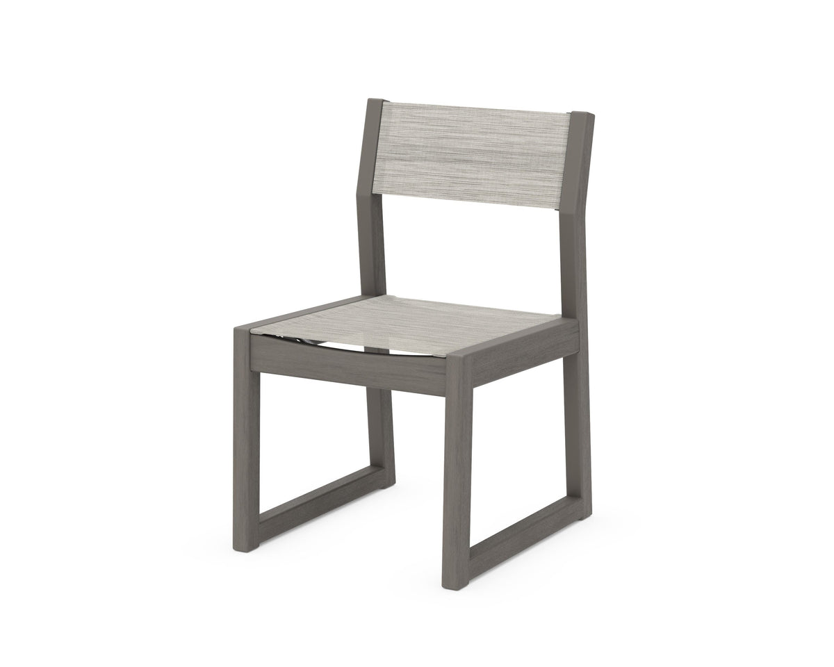 POLYWOOD EDGE Sling Dining Side Chair in Driftwood / Birch