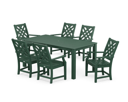 POLYWOOD Wovendale Arm Chair 7-Piece Parsons Dining Set in Green