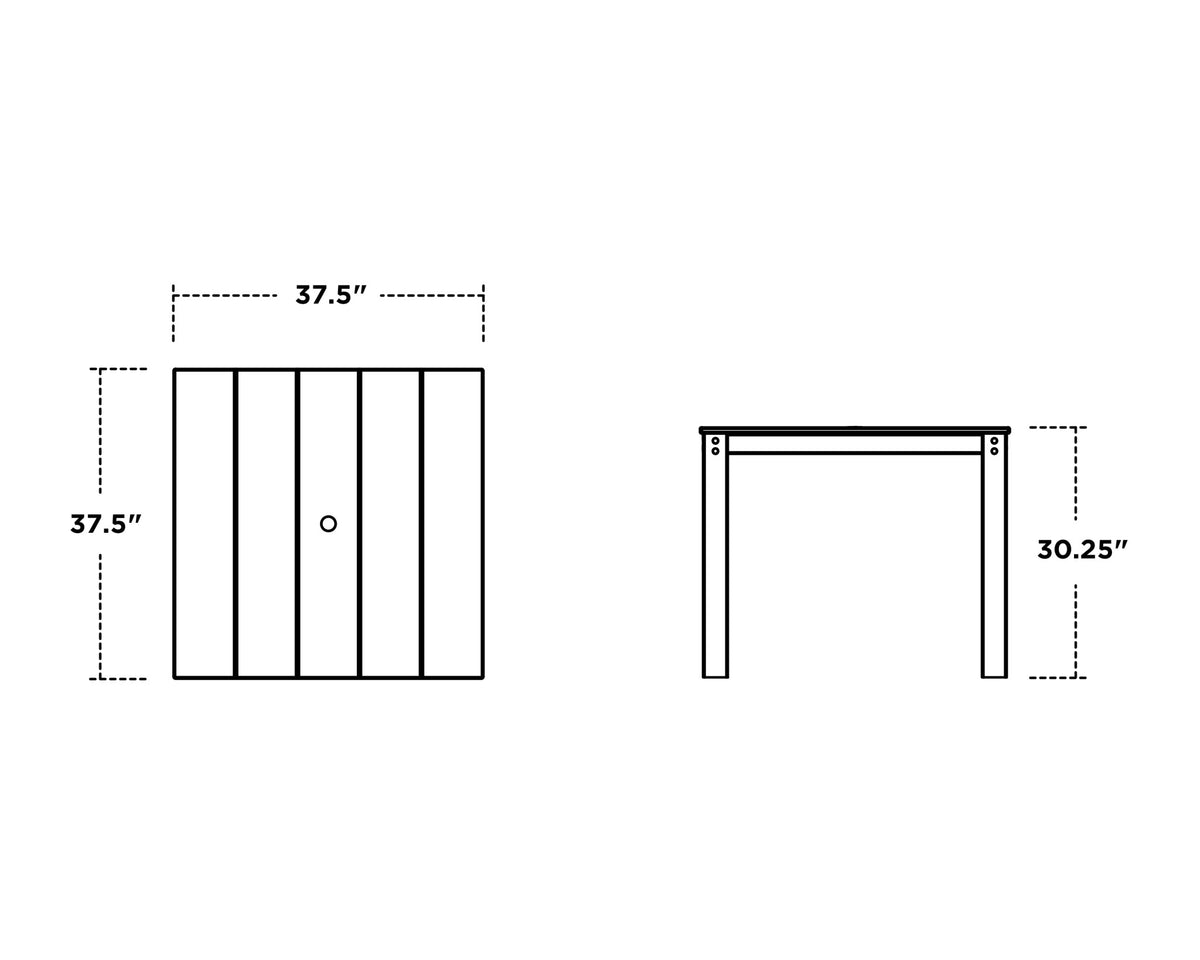 POLYWOOD Parsons 38" X 38" Dining Table dimensions