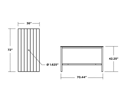 POLYWOOD Main Street 36 x 72 Bar Table dimensions