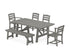 POLYWOOD La Casa Café 6-Piece Rustic Farmhouse Dining Set with Bench in Slate Grey