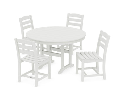POLYWOOD La Casa Café Side Chair 5-Piece Round Farmhouse Dining Set in Vintage White