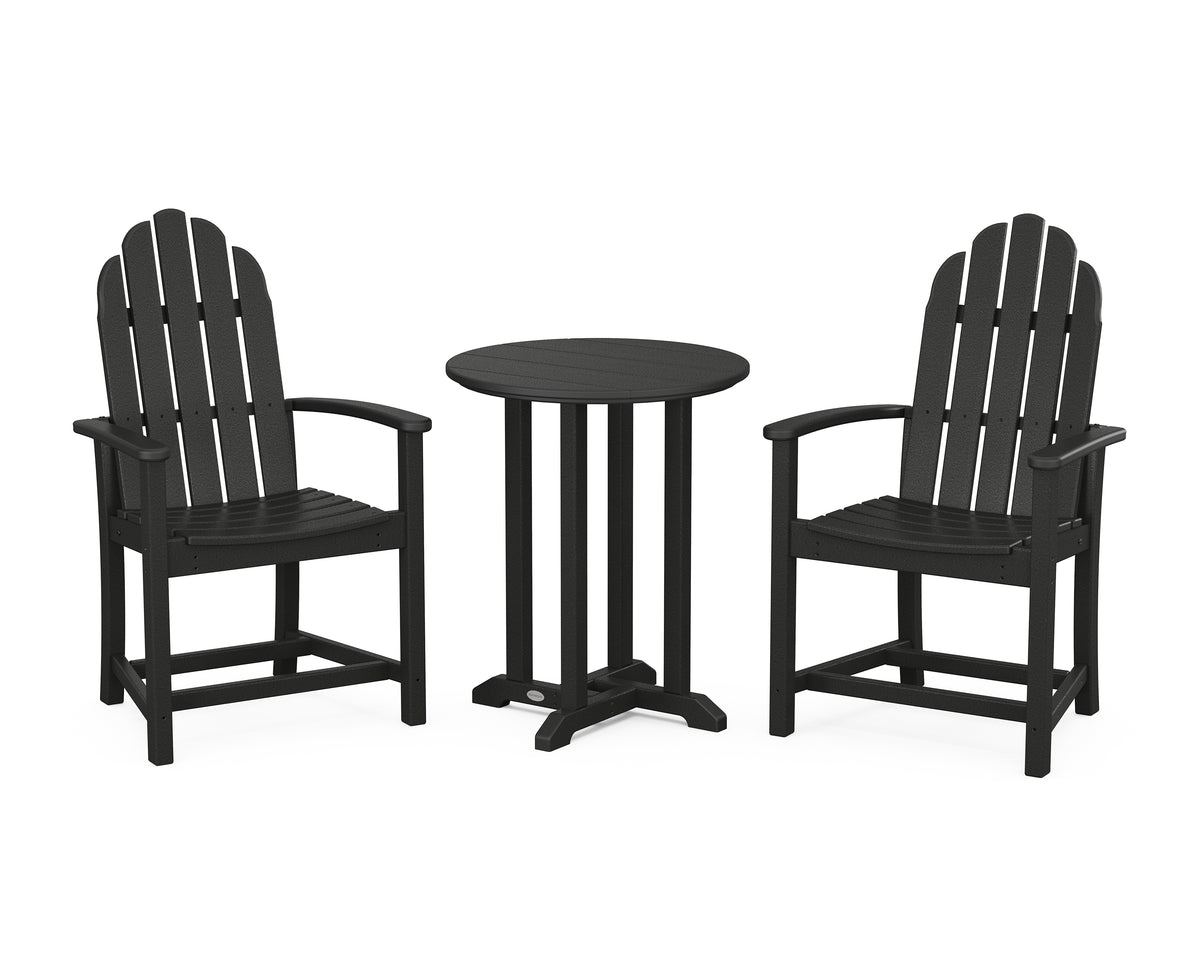 POLYWOOD Classic Adirondack 3-Piece Round Bistro Dining Set in Black