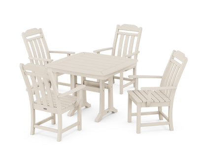 POLYWOOD Cottage 5-Piece Dining Set with Trestle Legs in Sand