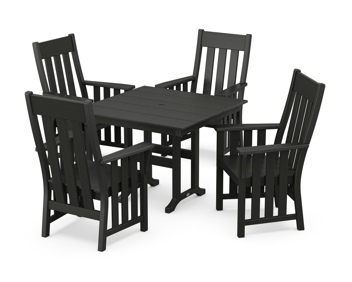 POLYWOOD Acadia 5-Piece Farmhouse Dining Set in Black