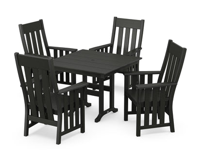 POLYWOOD Acadia 5-Piece Farmhouse Dining Set in Black
