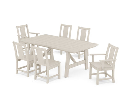 POLYWOOD Prairie 7-Piece Rustic Farmhouse Dining Set in Sand