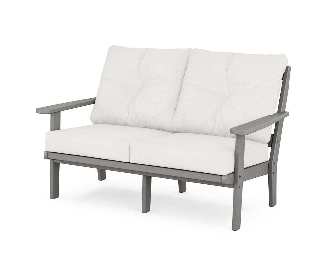 POLYWOOD Mission Deep Seating Loveseat in Slate Grey / Natural Linen