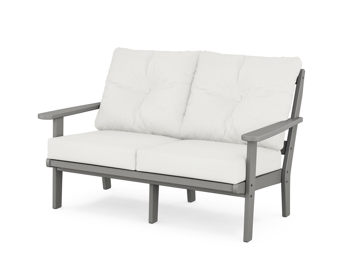 POLYWOOD Mission Deep Seating Loveseat in Slate Grey / Natural Linen