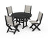 POLYWOOD Coastal Folding Side Chair 5-Piece Round Dining Set in Black / Birch