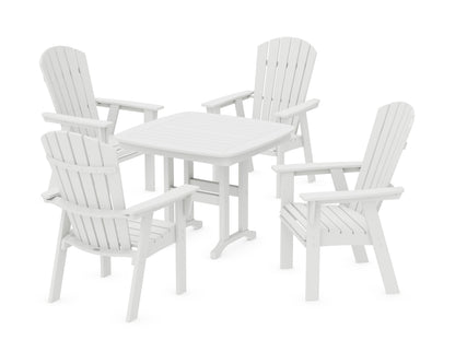 POLYWOOD Nautical Curveback Adirondack 5-Piece Dining Set - 37" Table in White