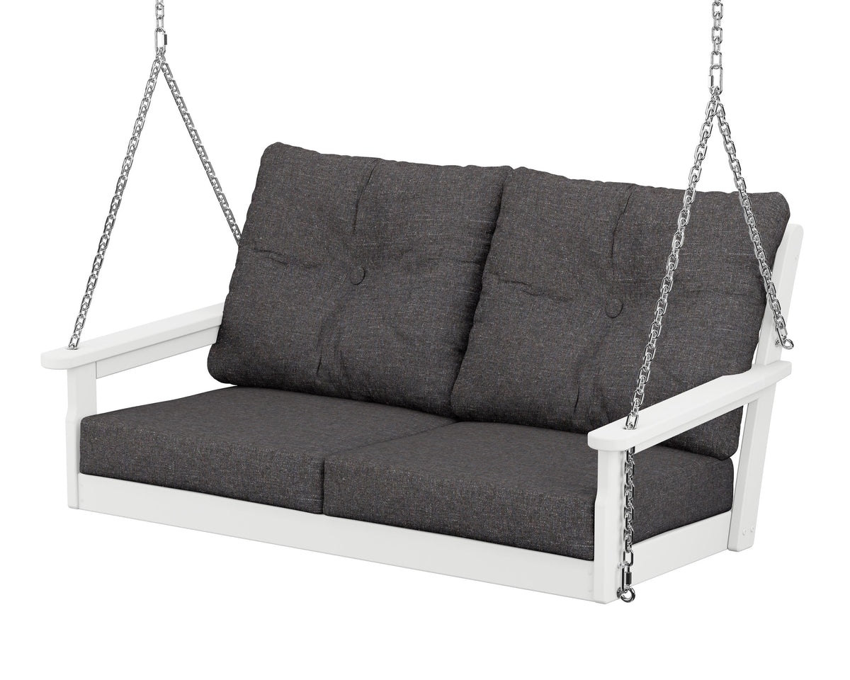 POLYWOOD Vineyard Deep Seating Swing in White / Ash Charcoal