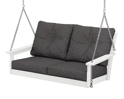 POLYWOOD Vineyard Deep Seating Swing in White / Ash Charcoal