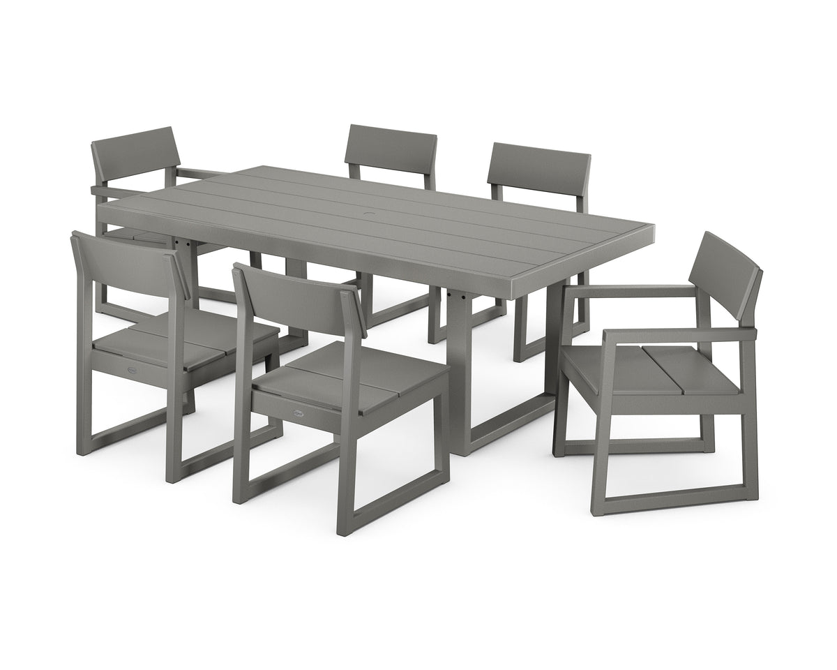 POLYWOOD EDGE 7-Piece Dining Set (EDGE 40" x 78" Table) in Slate Grey