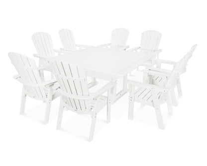 POLYWOOD Nautical Adirondack 9-Piece Trestle Dining Set in White