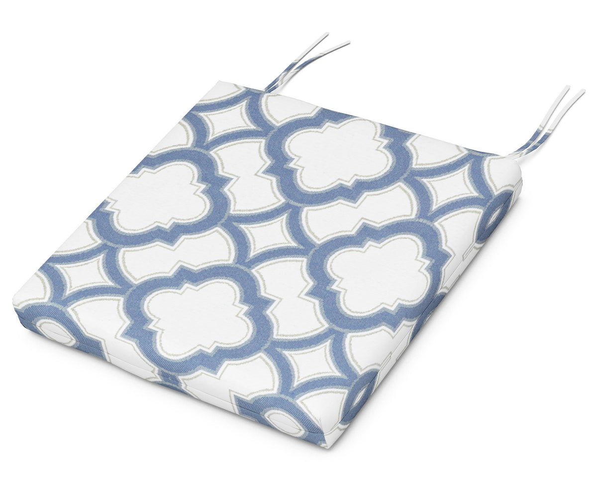 POLYWOOD Acadia Dining Arm Seat Pad in Trellis Sky Blue