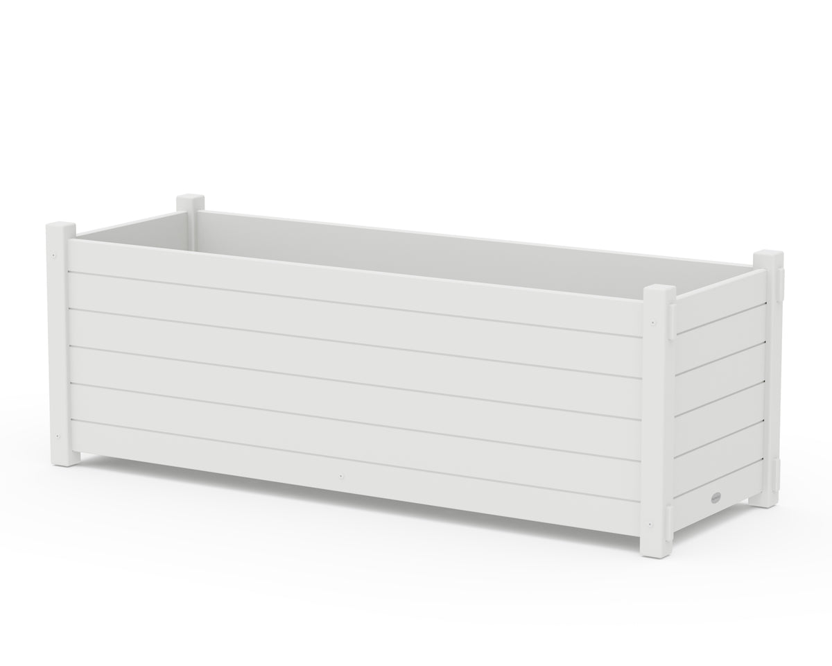 POLYWOOD Nautical Large Rectangle Triple Planter Box in White