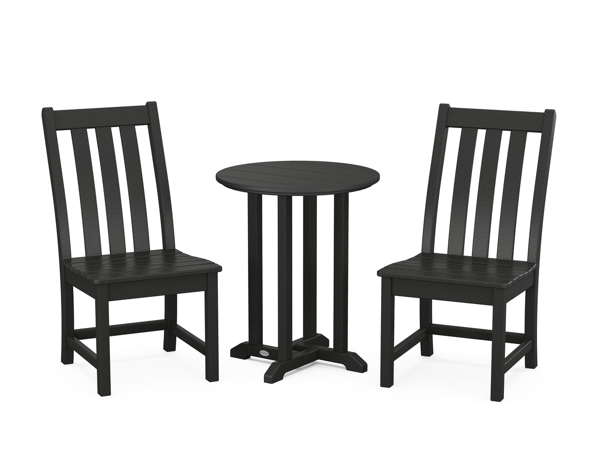 POLYWOOD Vineyard Side Chair 3-Piece Round Bistro Dining Set in Black