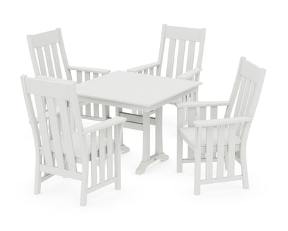 POLYWOOD Acadia 5-Piece Farmhouse Dining Set with Trestle Legs in Vintage White