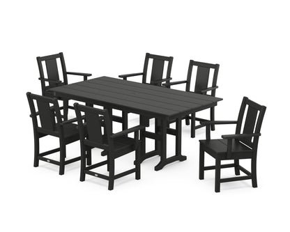 POLYWOOD Prairie Arm Chair 7-Piece Farmhouse Dining Set in Black