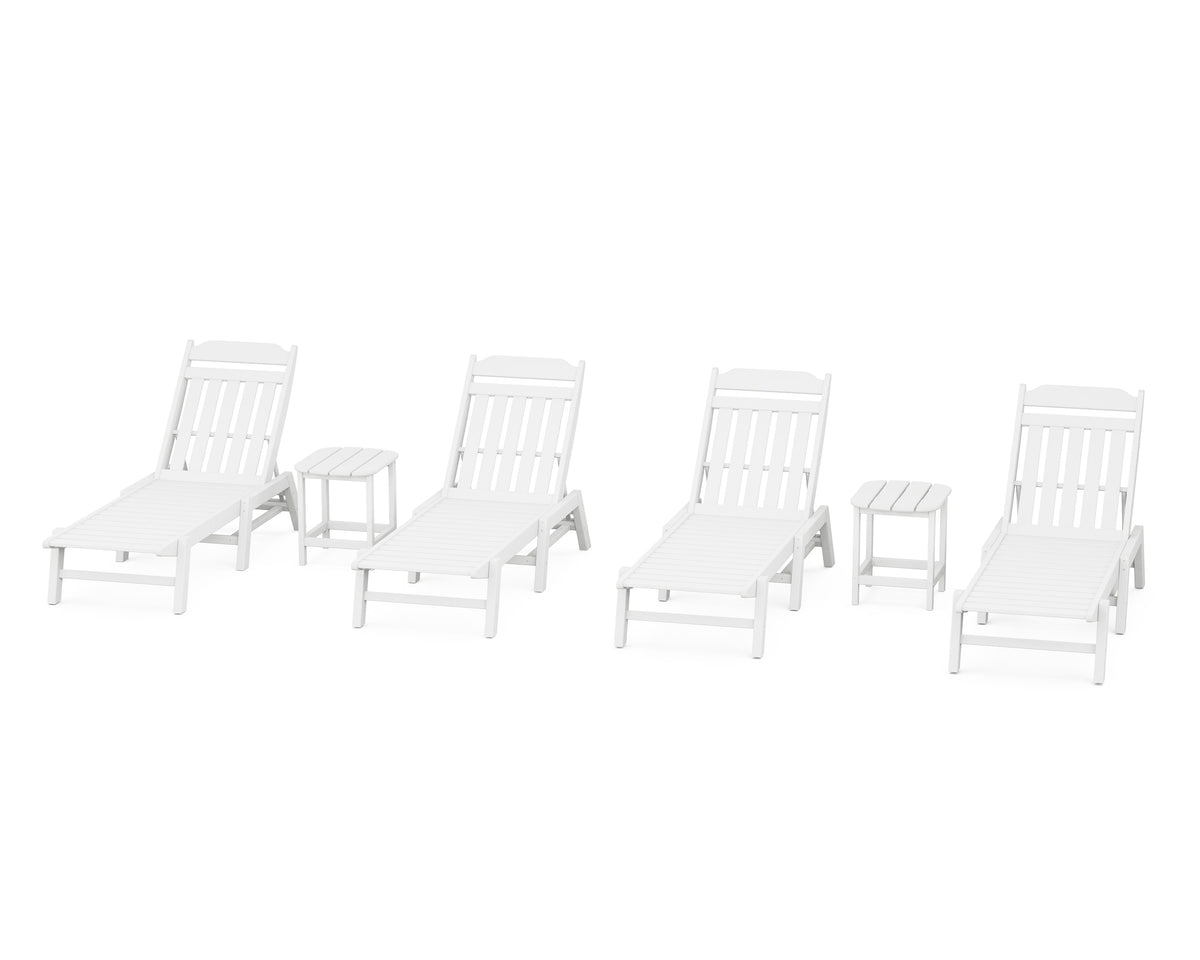 POLYWOOD Cottage 6-Piece Chaise Set in White