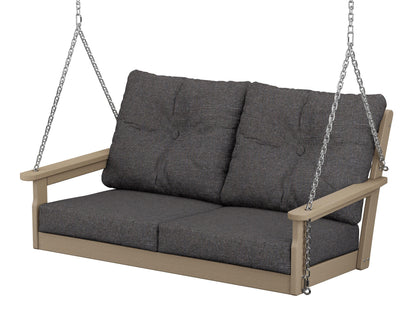 POLYWOOD Vineyard Deep Seating Swing in Vintage Sahara / Ash Charcoal