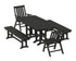 POLYWOOD Vineyard Folding Chair 6-Piece Dining Set with Benches in Black