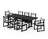 POLYWOOD EDGE Sling 9-Piece Farmhouse Trestle Dining Set in Black / Birch