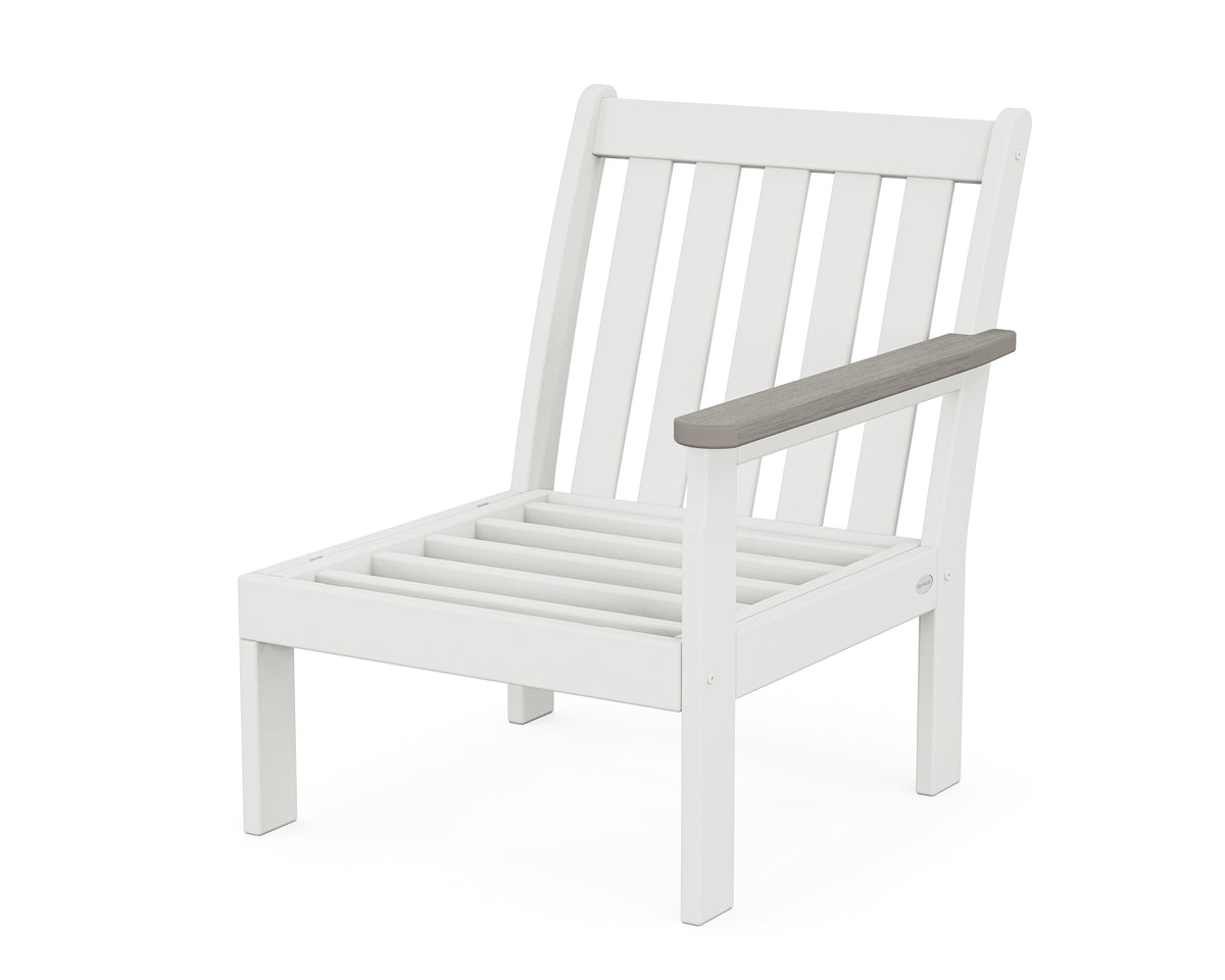 POLYWOOD Vineyard Modular Right Arm Chair Frame in White / Driftwood