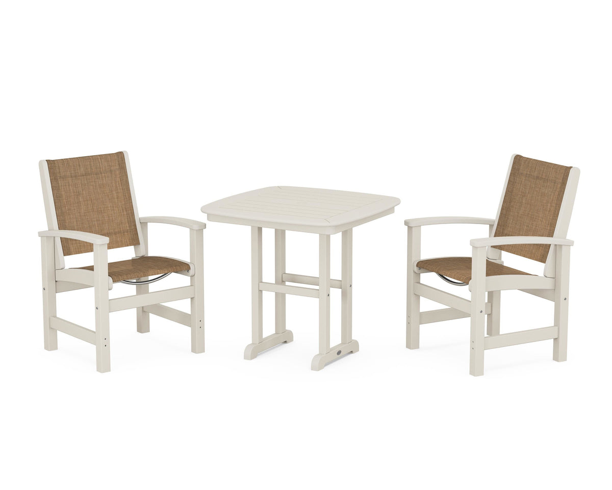 POLYWOOD Coastal 3-Piece Dining Set in Sand / Burlap