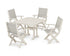 POLYWOOD Coastal Folding Chair 5-Piece Dining Set with Trestle Legs in Sand / Birch