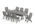 POLYWOOD Nautical Highback 9-Piece Farmhouse Dining Set with Trestle Legs in Slate Grey