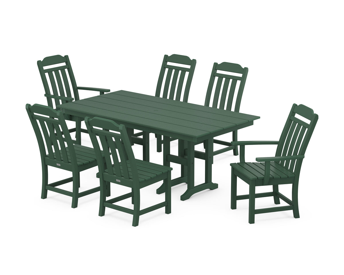 POLYWOOD Cottage 7-Piece Farmhouse Dining Set in Green