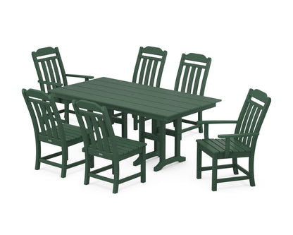 POLYWOOD Cottage 7-Piece Farmhouse Dining Set in Green