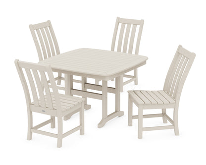 POLYWOOD Vineyard Side Chair 5-Piece Dining Set with Trestle Legs - 44" Table in Sand