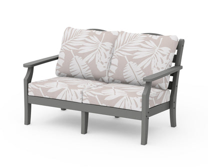 POLYWOOD Savannah Deep Seating Loveseat in Slate Grey / Leaf Dune Burlap