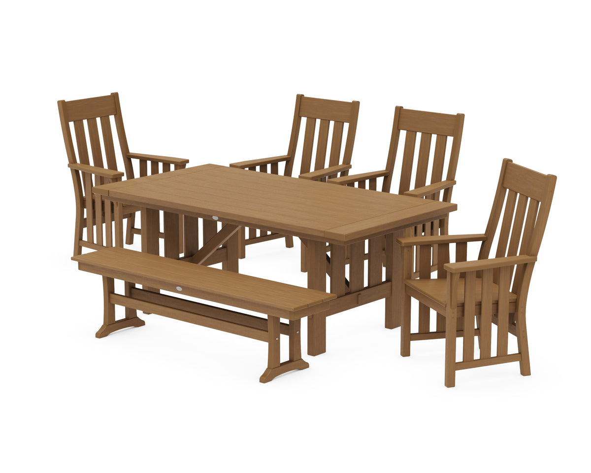 POLYWOOD Acadia 6-Piece Dining Set with Bench in Natural