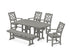 POLYWOOD Chinoiserie 6-Piece Dining Set with Bench in Slate Grey