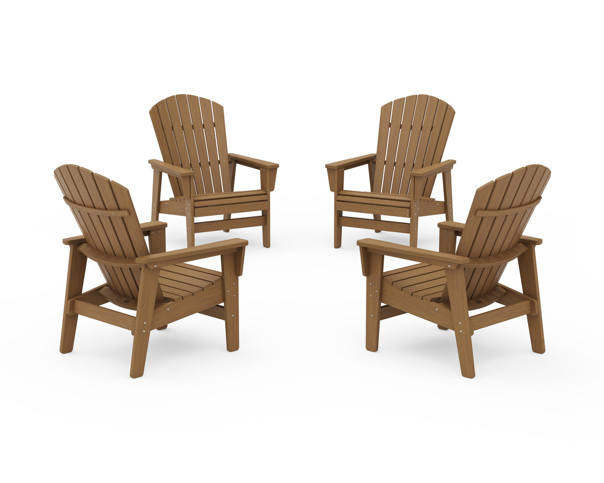 POLYWOOD 4-Piece Nautical Grand Upright Adirondack Chair Conversation Set in Natural