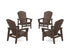 POLYWOOD 4-Piece Nautical Grand Upright Adirondack Chair Conversation Set in Mahogany