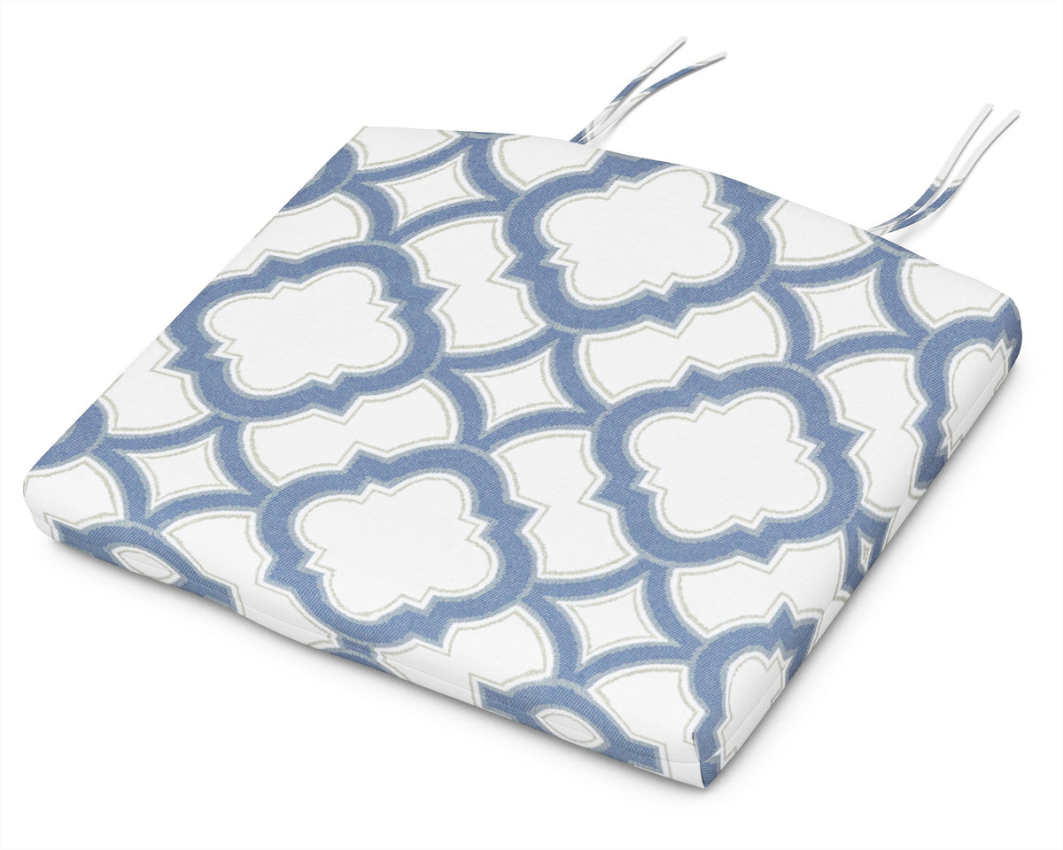 POLYWOOD Standard Seat Cushion 17"D x 20.5"W x 2.5"H in Trellis Sky Blue