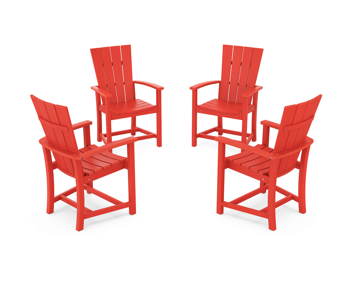POLYWOOD Quattro 4-Piece Upright Adirondack Conversation Set in Sunset Red