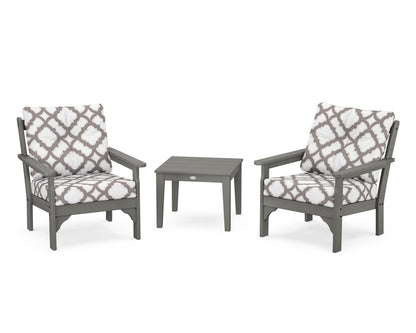 POLYWOOD Vineyard 3-Piece Deep Seating Set in Slate Grey / Trellis Grey Mist