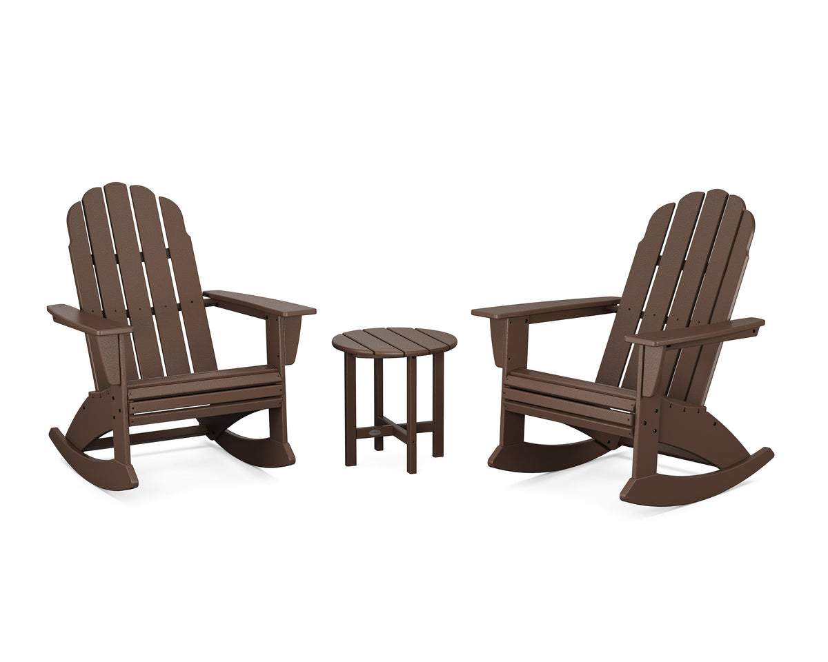 POLYWOOD Vineyard Curveback 3-Piece Adirondack Rocking Chair Set in Mahogany