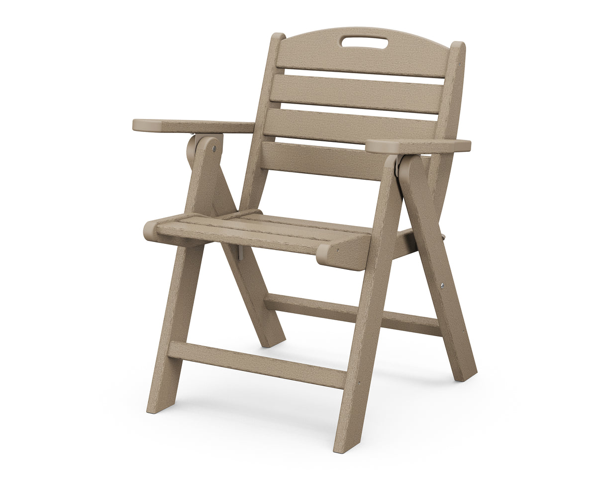 POLYWOOD Nautical Folding Lowback Chair in Vintage Sahara