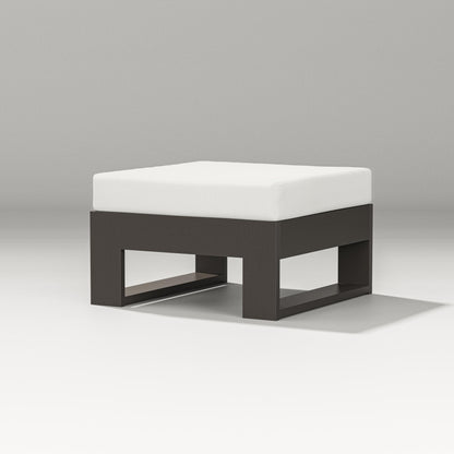 POLYWOOD Latitude Lounge Ottoman in Vintage Coffee / Natural Linen