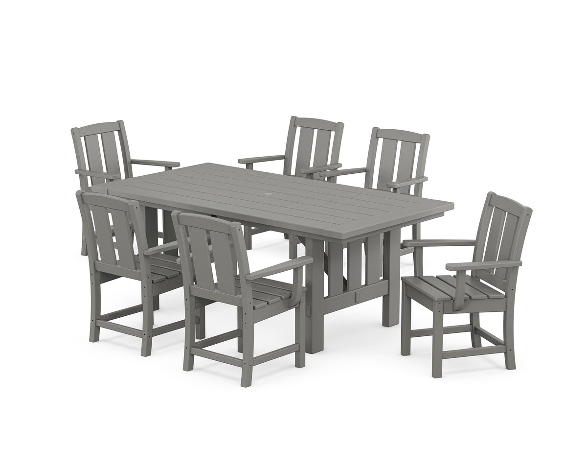 POLYWOOD Mission Arm Chair 7-Piece Mission Dining Set in Slate Grey