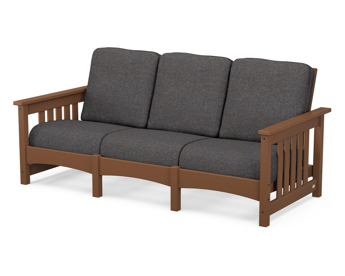 POLYWOOD Club Mission Sofa in Teak / Ash Charcoal